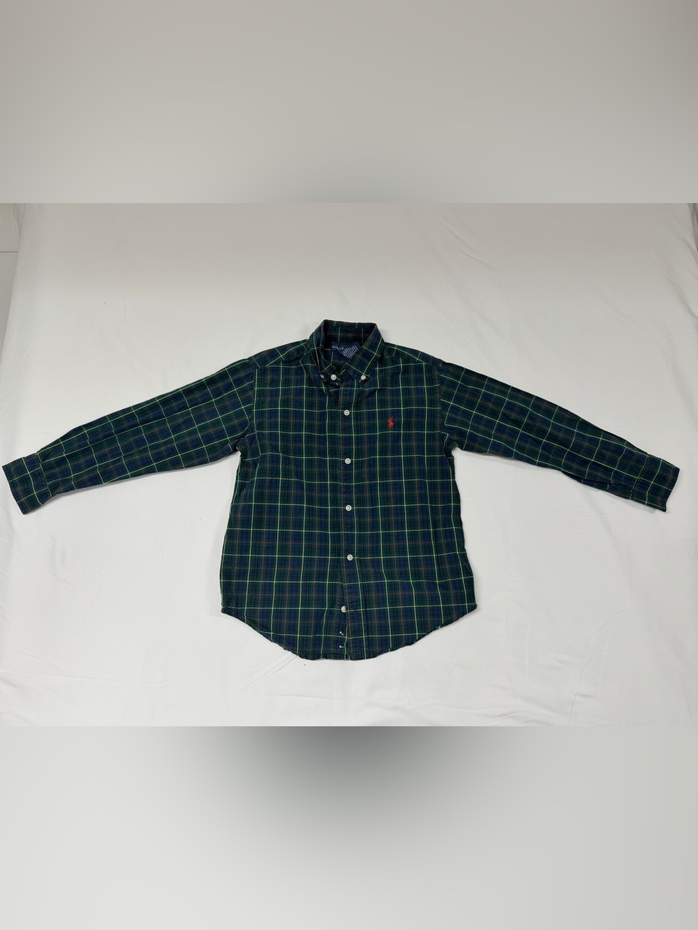 Ralph Lauren Navy & Green Plaid Button-Down Shirt